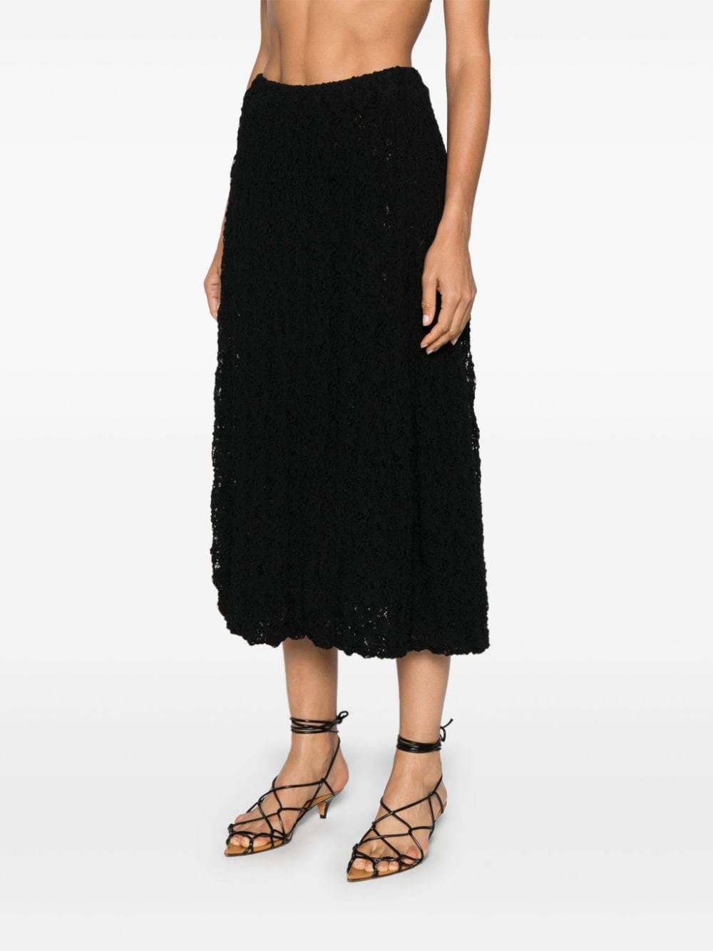 lace-embroidered midi skirt - 3