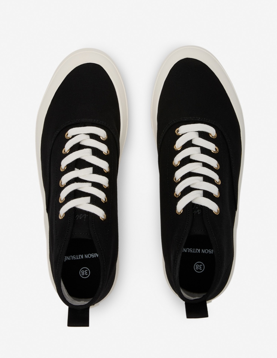 HIGH TOP CANVAS LACE-UP SNEAKERS - 4