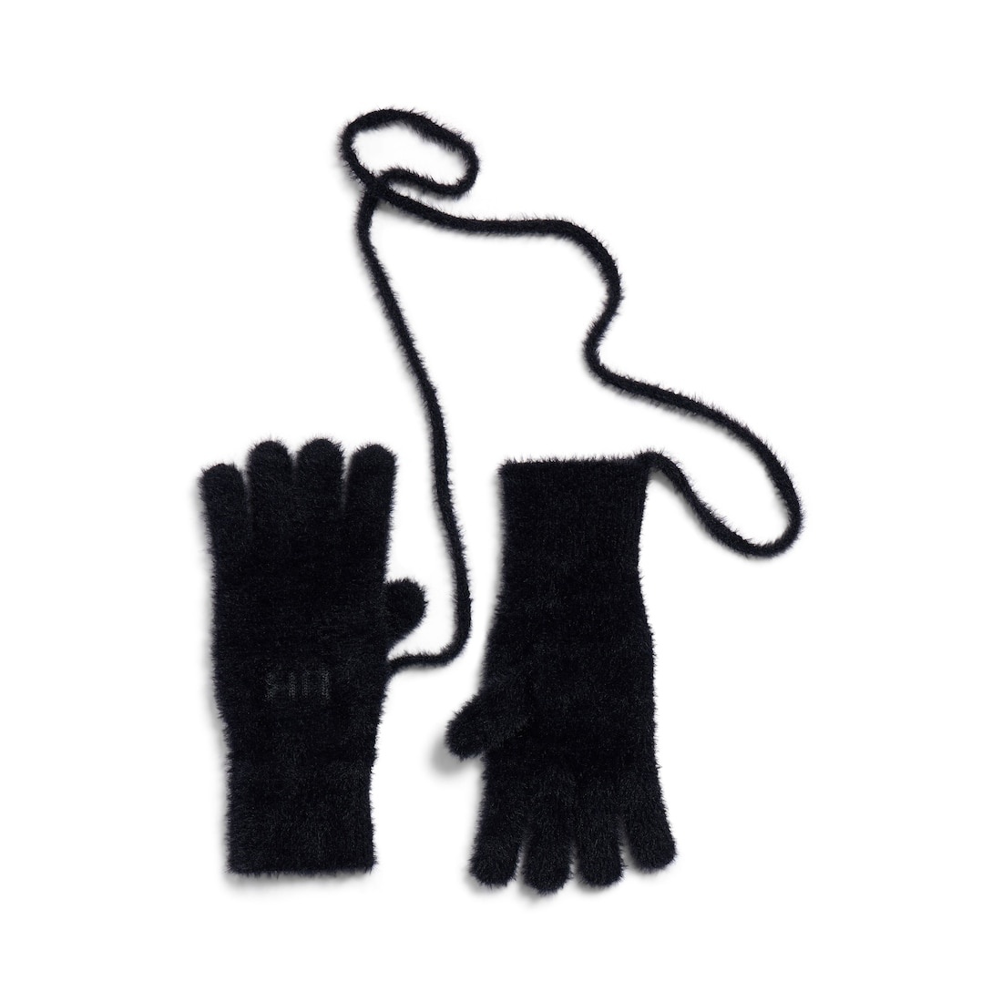 Women's Furry Gloves in Black - 2