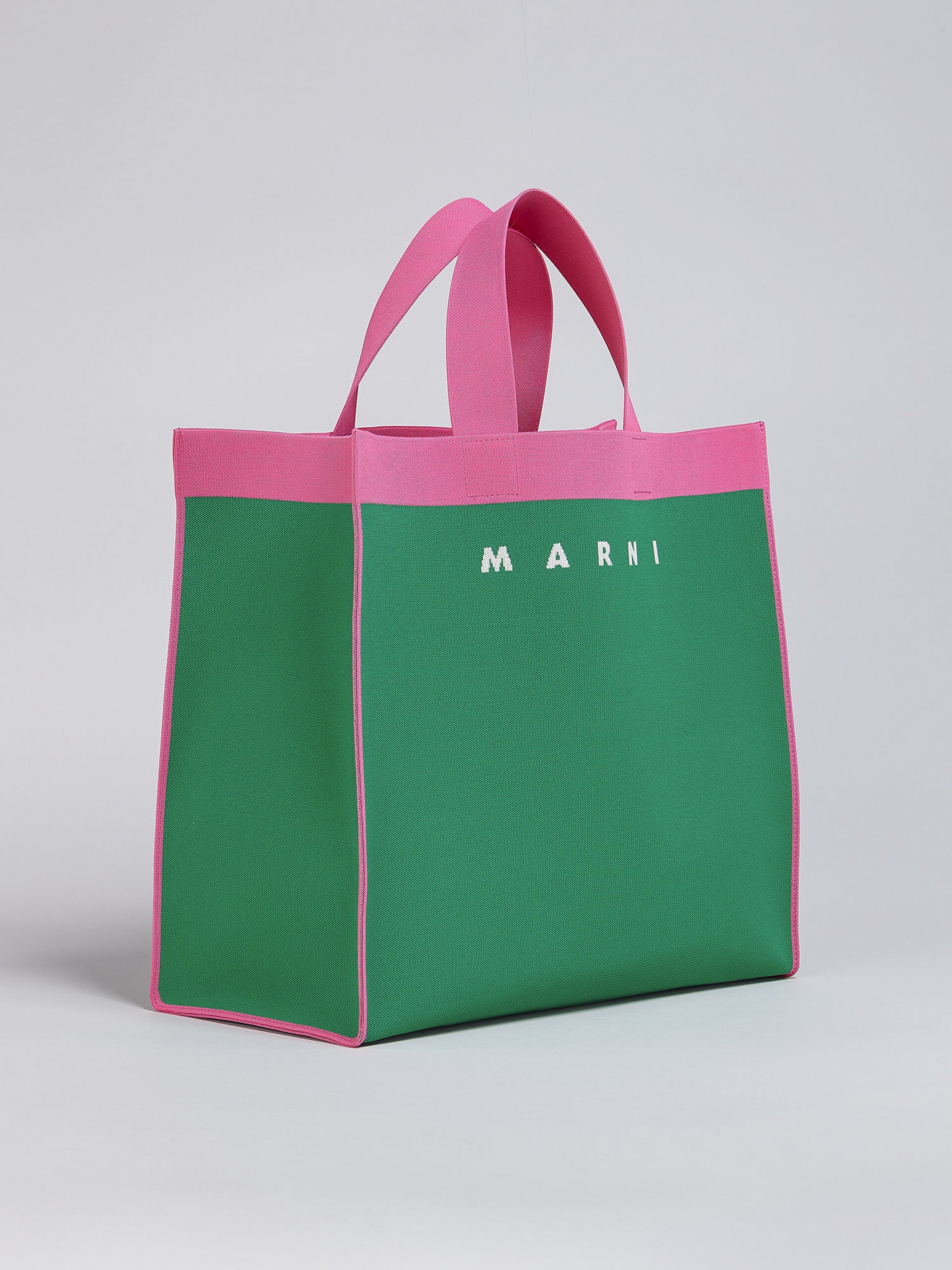 GREEN AND FUCHSIA JACQUARD SHOPPING BAG - 3