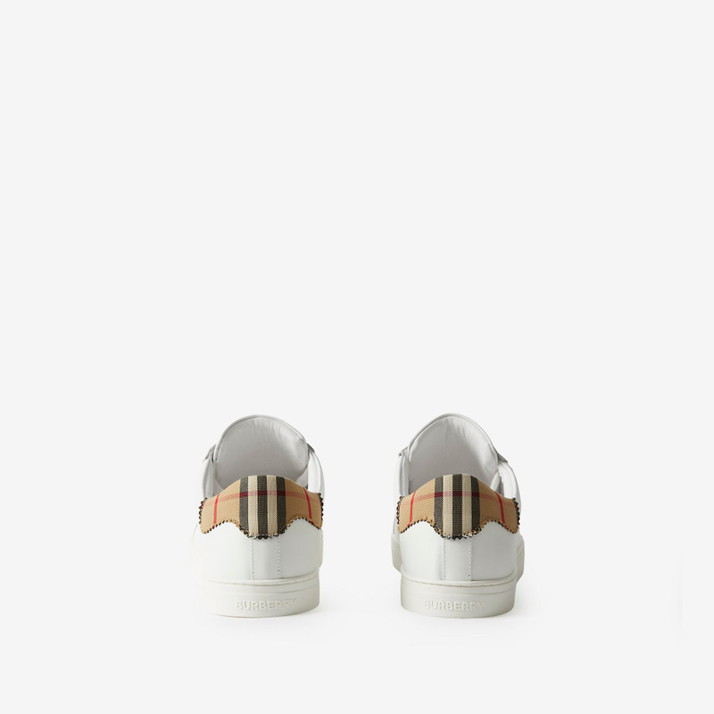 Leather, Suede and Check Cotton Sneakers 4