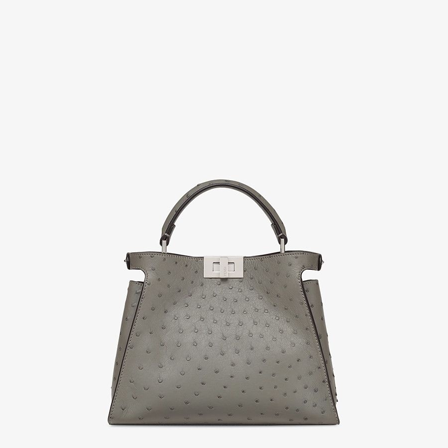 Dark gray ostrich leather bag - 3