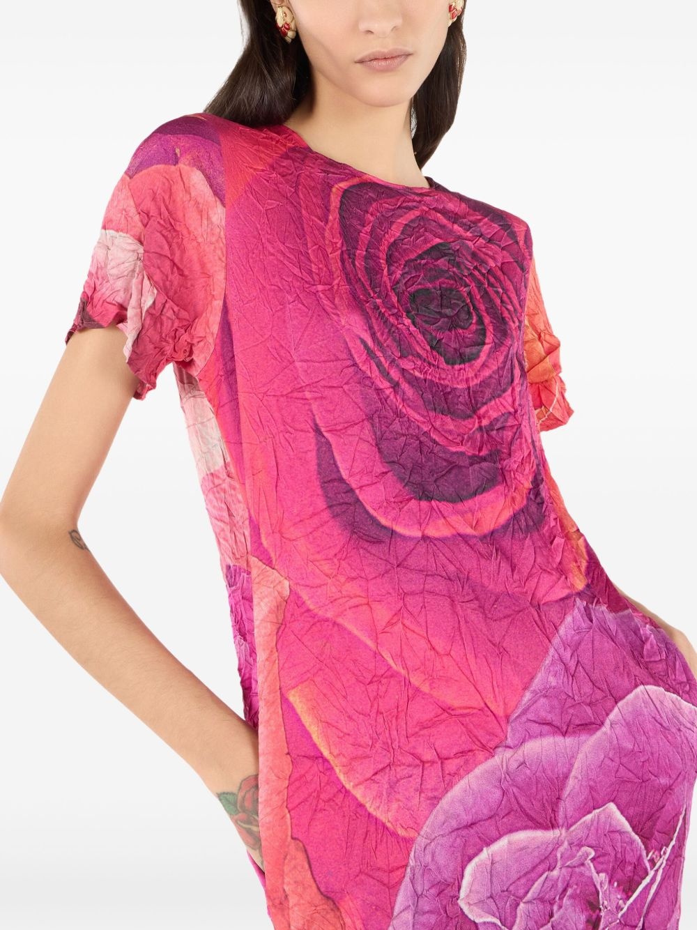 rose-print mini dress - 5
