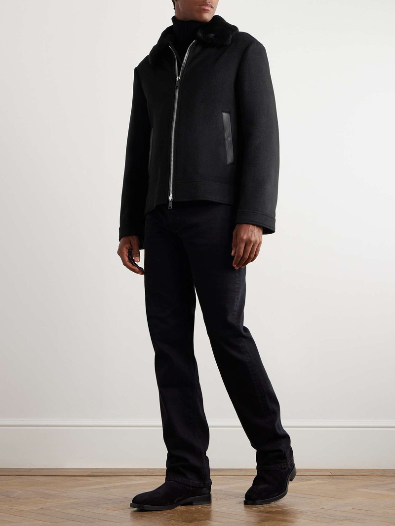 Yves Salomon Leather and Shearling-Trimmed Wool and Cashmere-Blend Jacket outlook