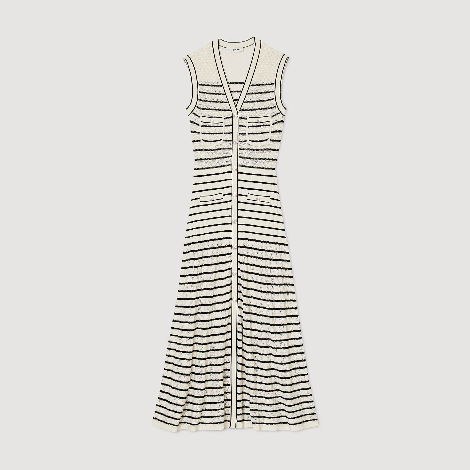 STRIPED KNIT MIDI DRESS - 1