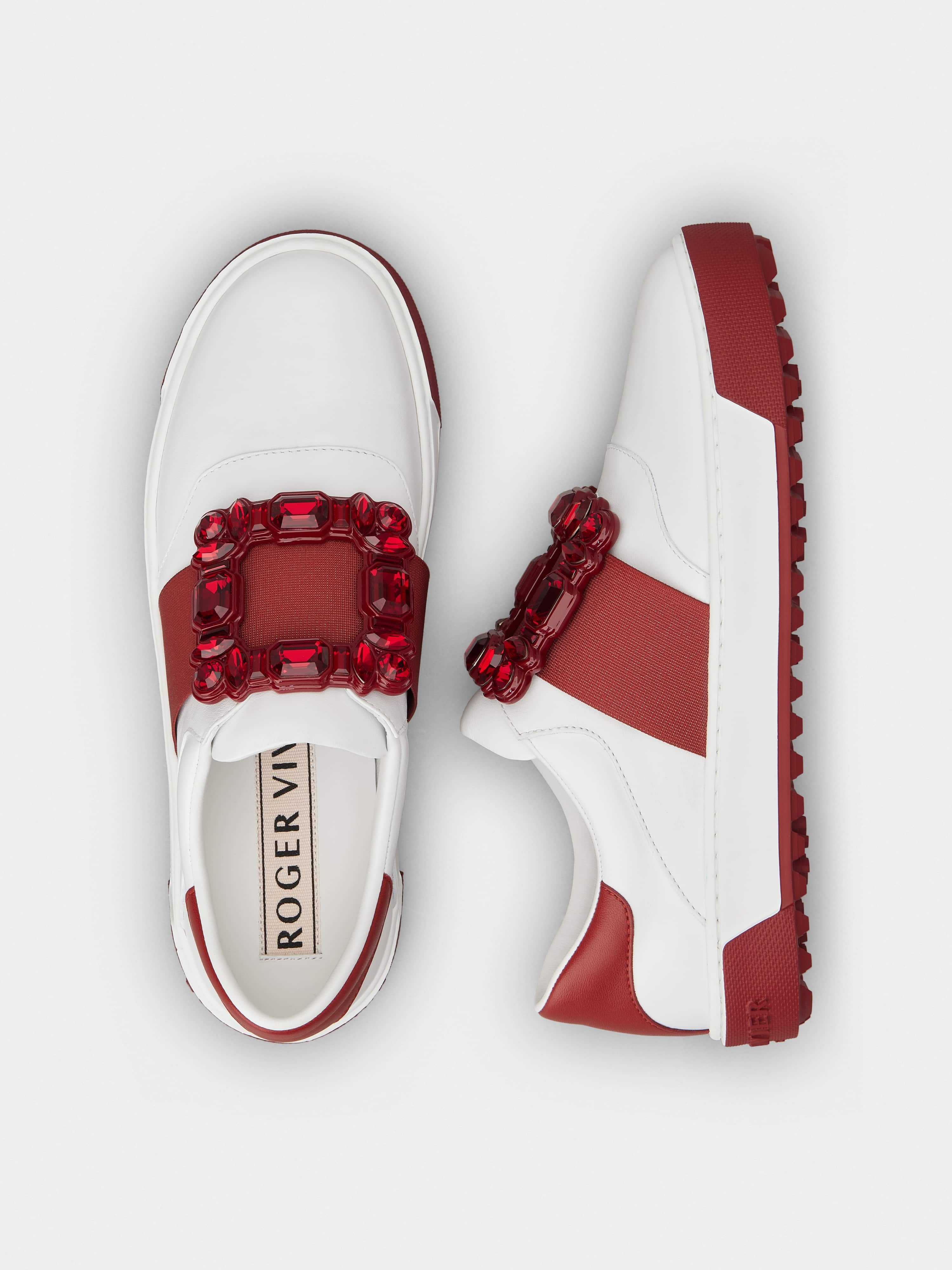 Very Vivier Strass Buckle Sneakers in Leather - 6