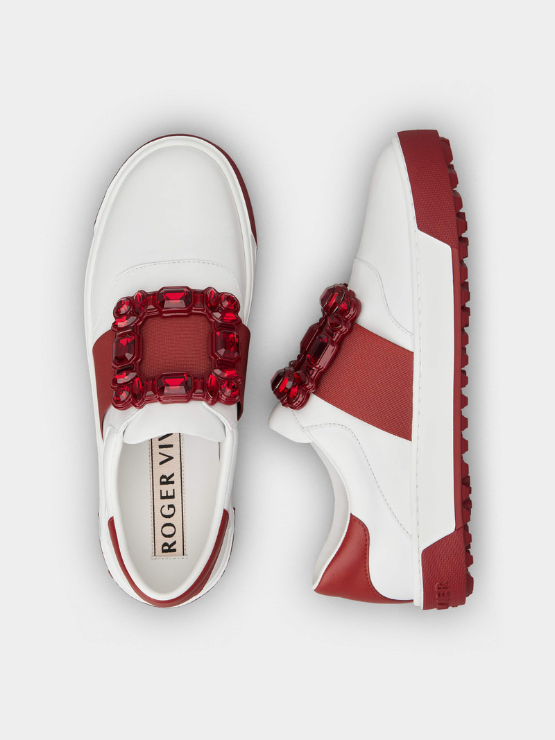 Very Vivier Strass Buckle Sneakers in Leather 6