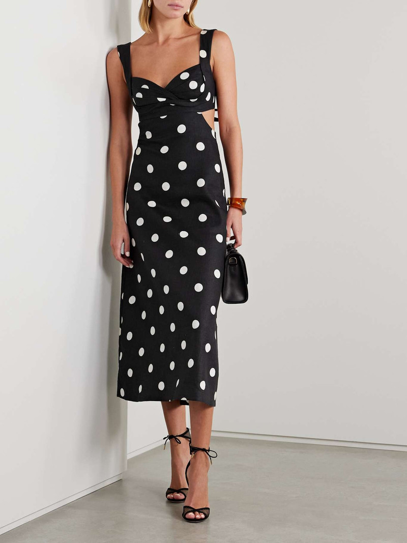 Zimmermann Crush cutout pleated polka-dot linen midi dress - 9687DR251 |  REVERSIBLE