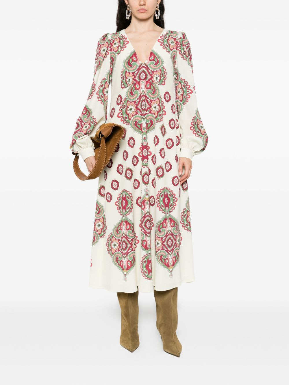 paisley-print long-sleeve dress - 2
