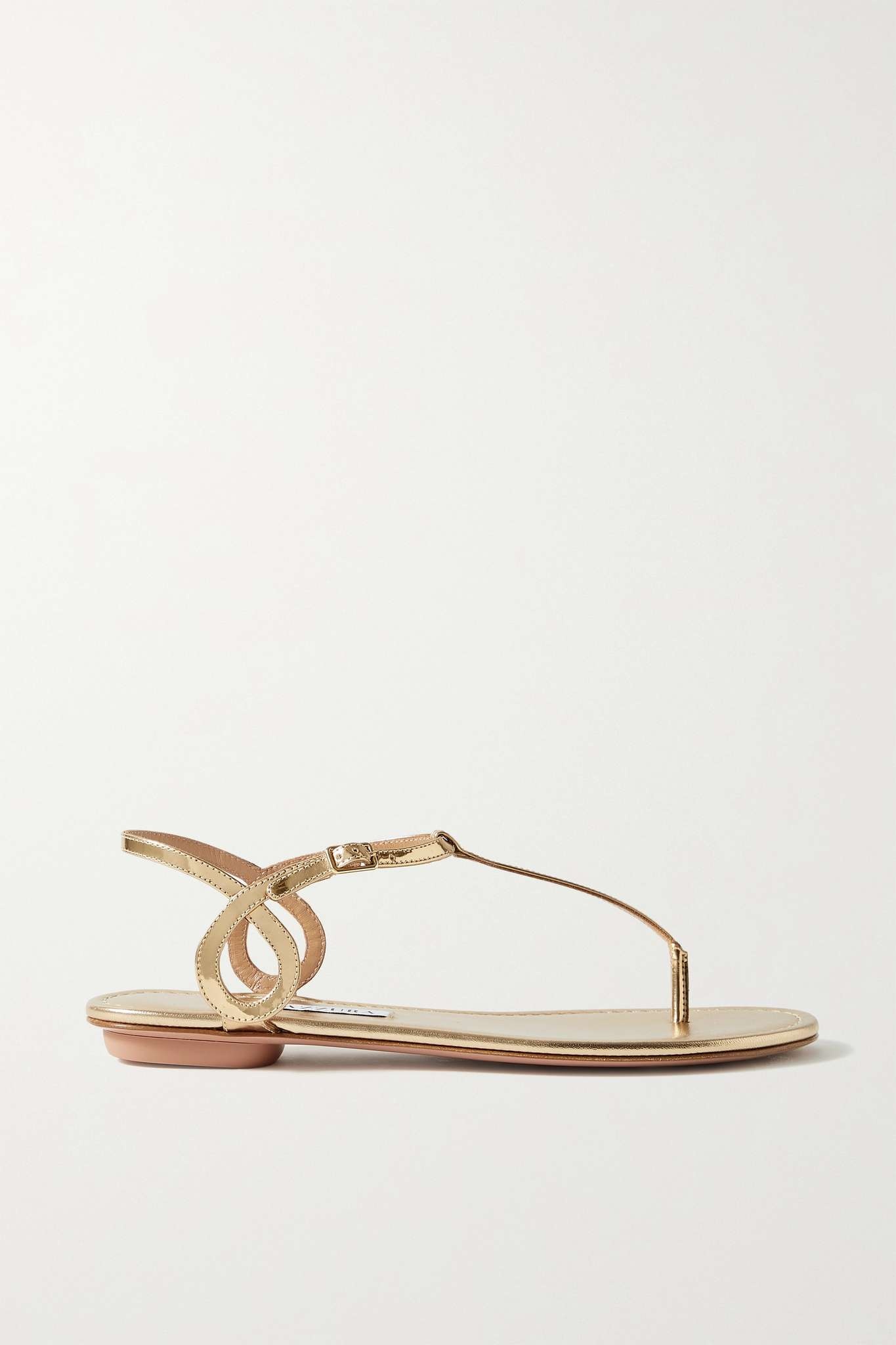 Almost Bare metallic leather sandals - 1