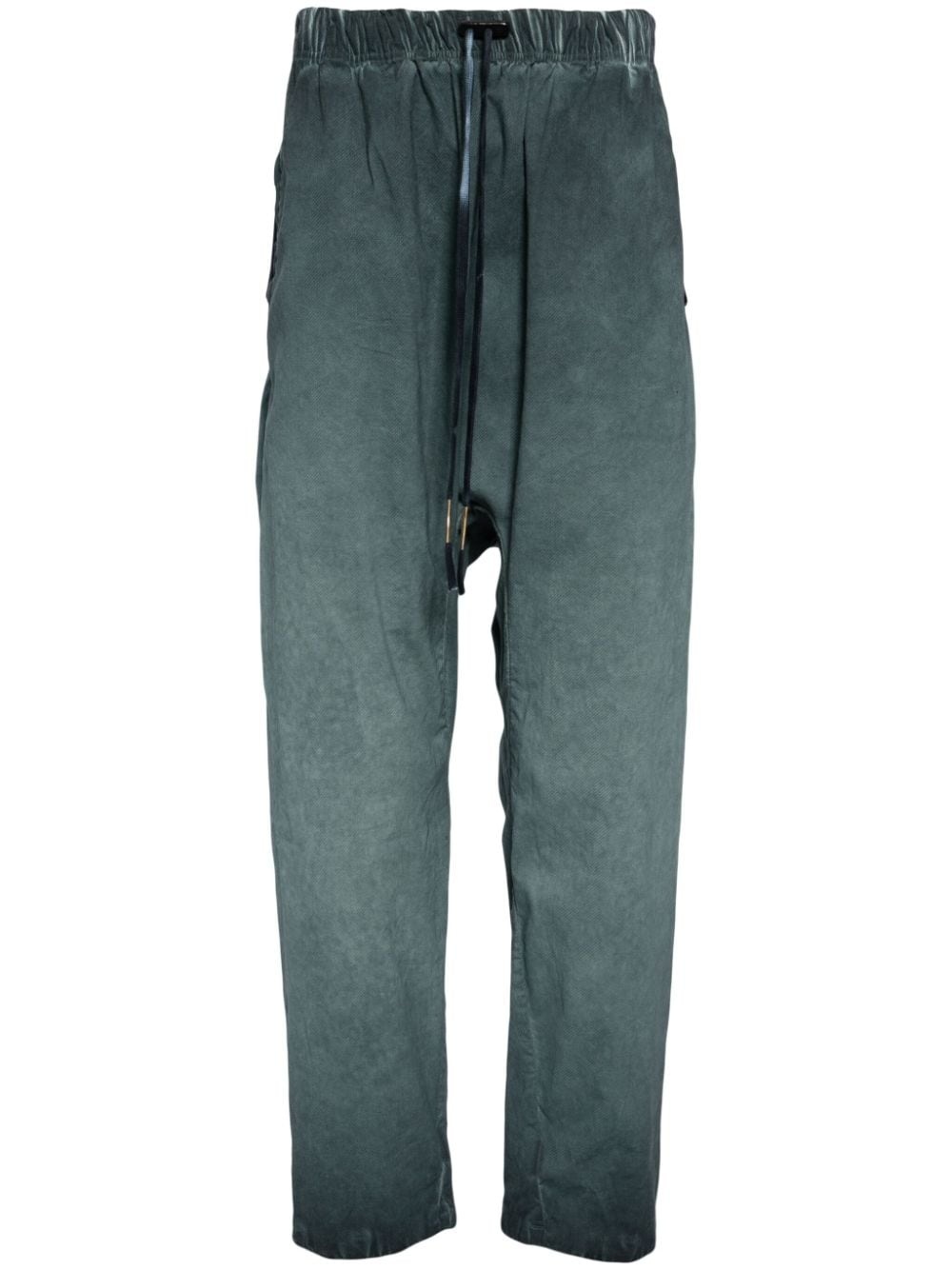 drawstring-waist drop-crotch trousers - 1