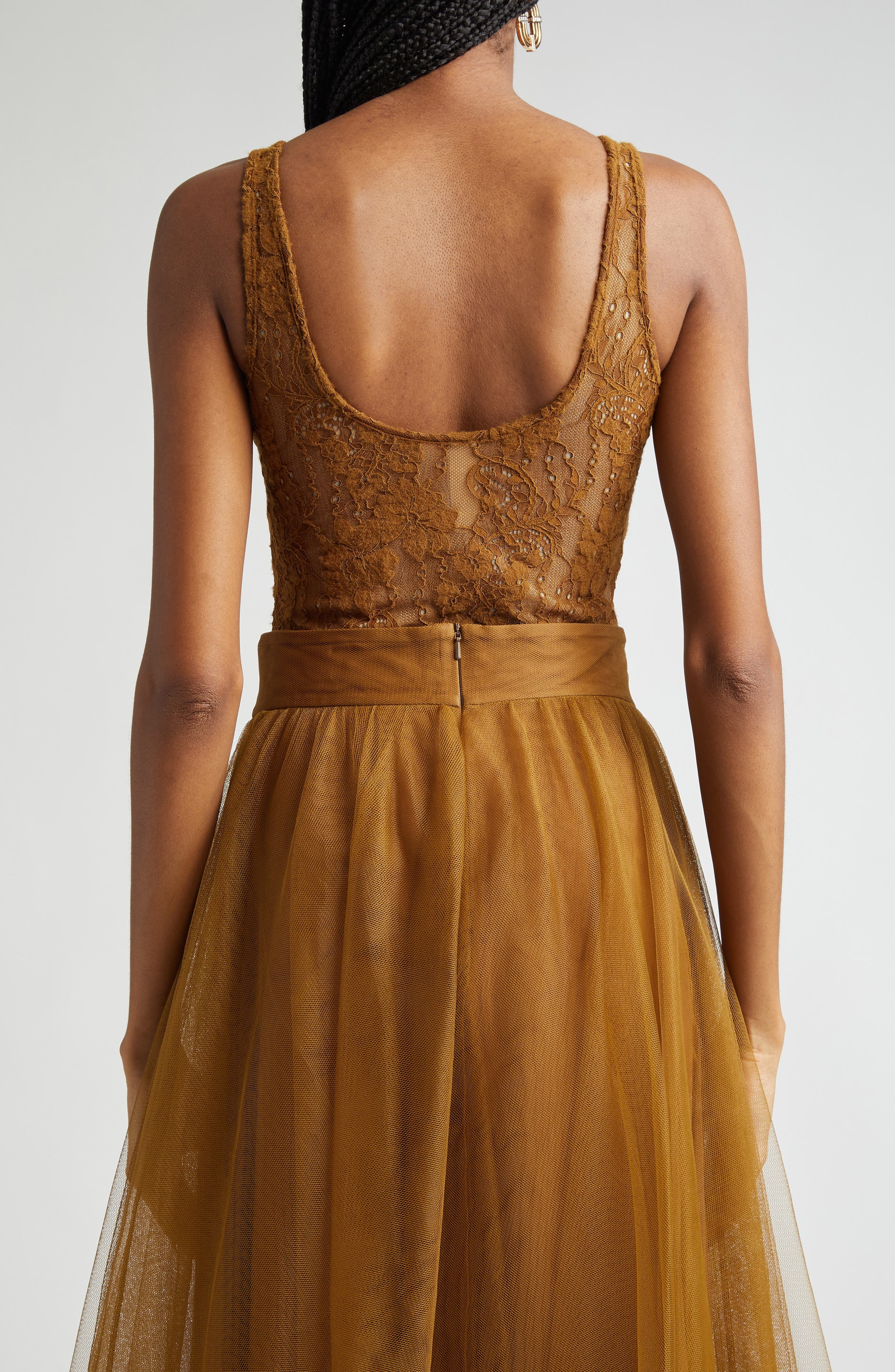 Zimmermann Scoop Neck Lace Bodysuit in Hazelnut at Nordstrom - 3