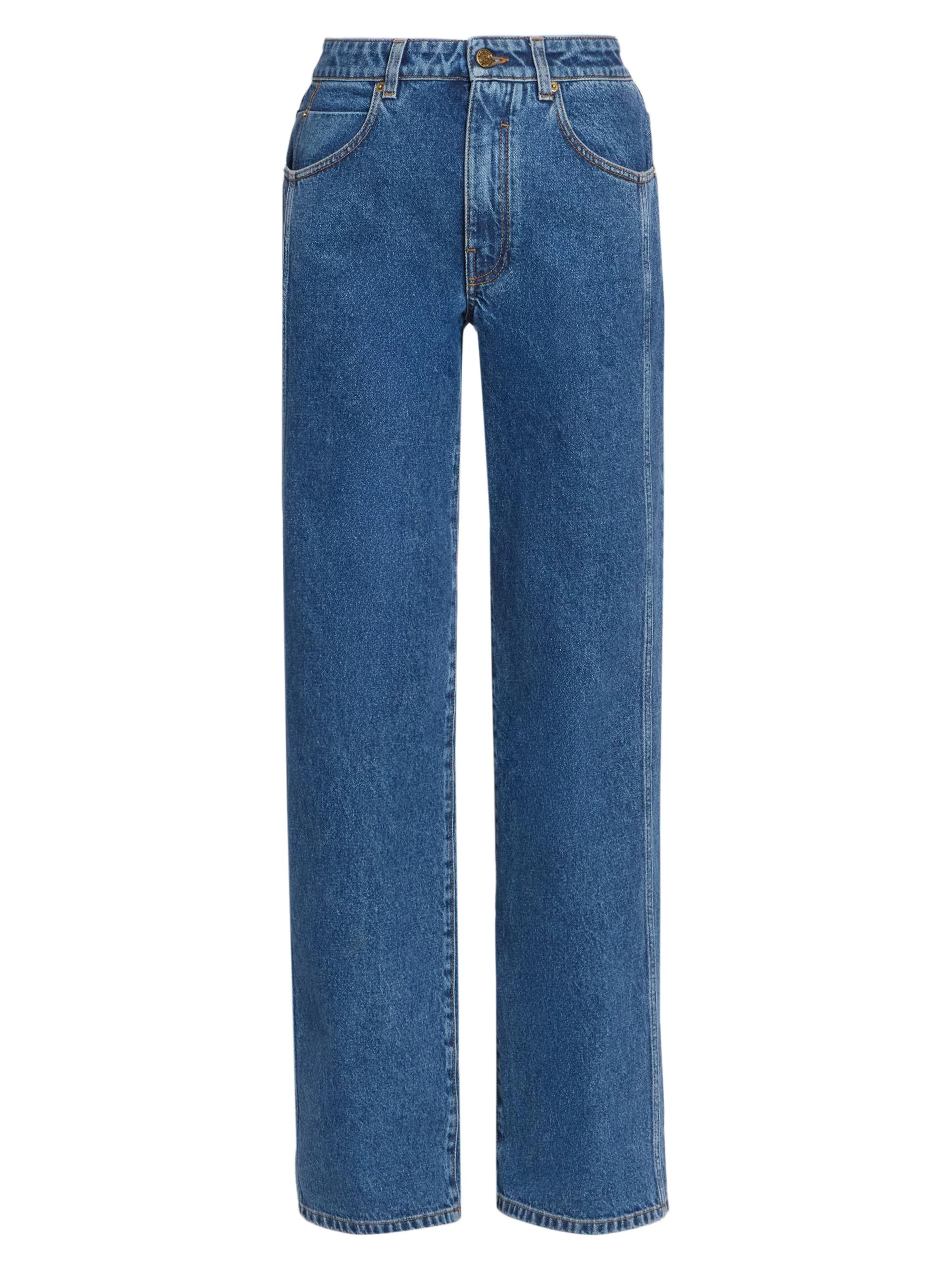 Women's Straight Mid-Rise Jeans - Bleu Jean Fonce - 1