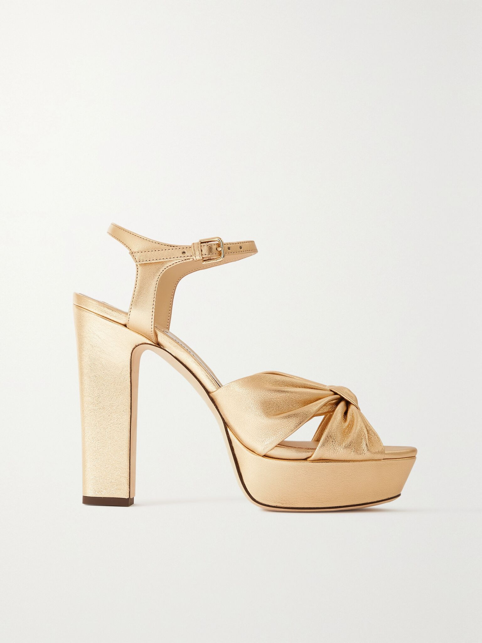 Heloise 120 knotted metallic leather platform sandals Gold - 1