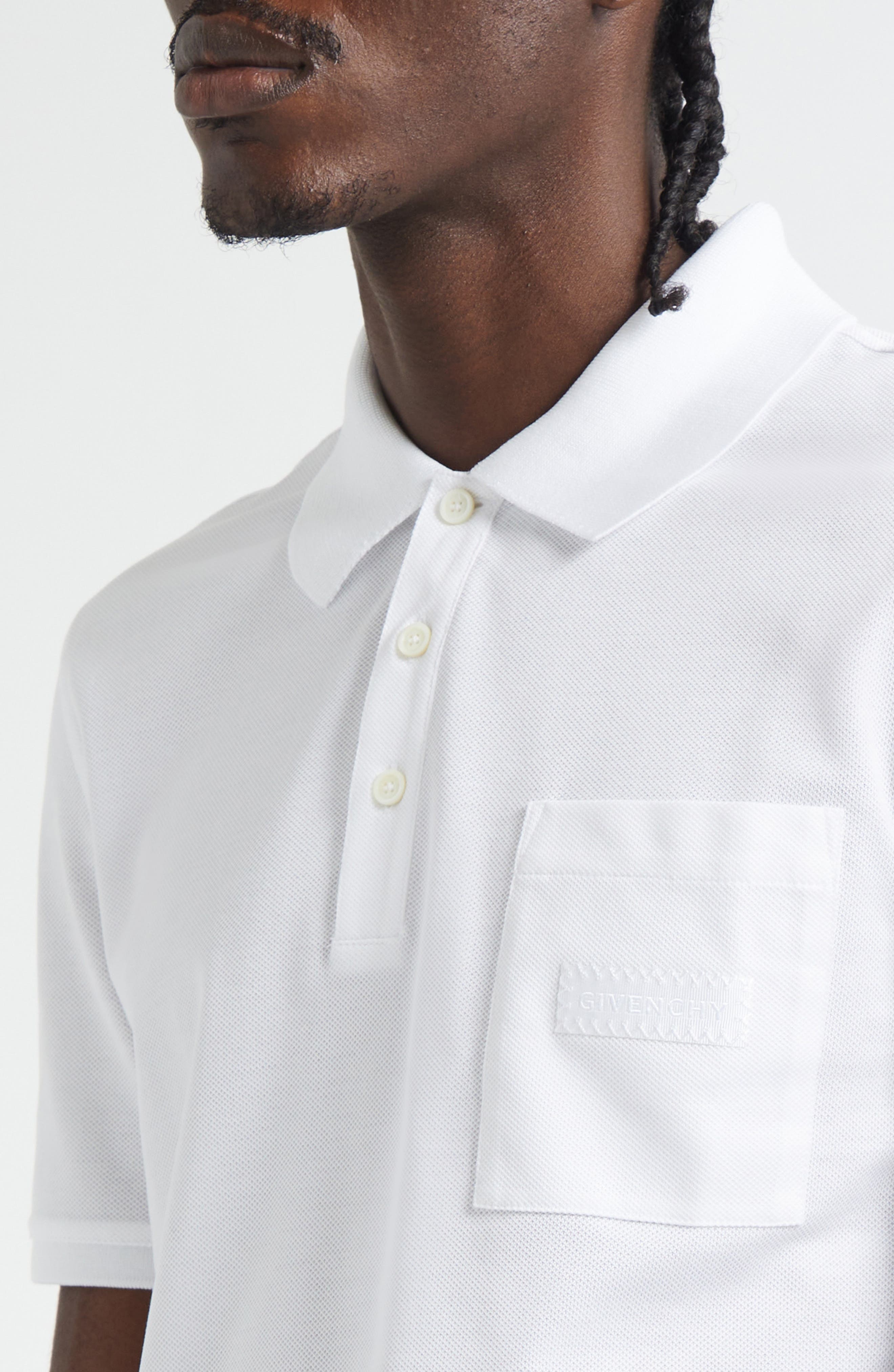Givenchy Logo Patch Regular Fit Cotton Piqué Polo in White at Nordstrom - 4