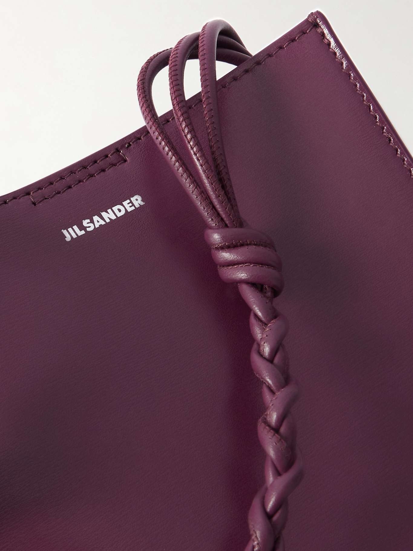 Small knotted leather shoulder bag Burgundy - 4