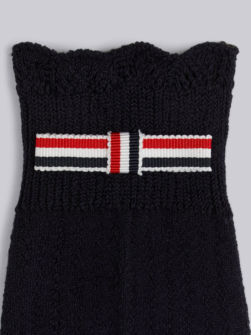 Thom Browne Navy Pointelle Overtwisted Cotton Ribbed Lace Bow Trim Crew Length Socks outlook