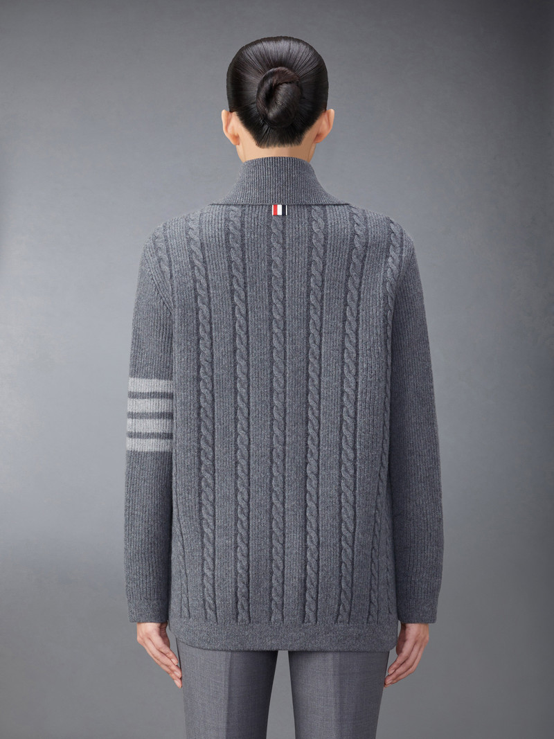 Thom Browne Merino Wool and Cotton 4-Bar Cable Overcoat outlook