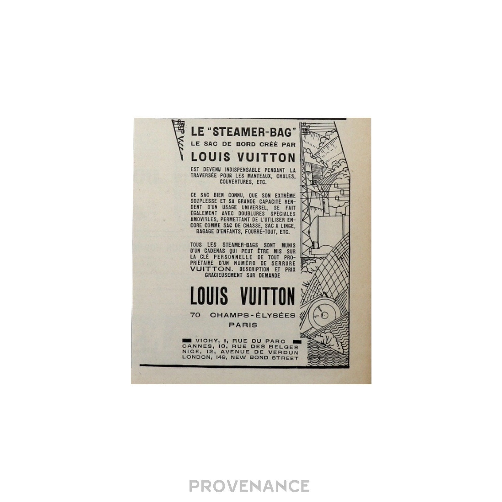 Louis Vuitton Antique Vintage Newsprint Ad - STEAMER-BAG - 8