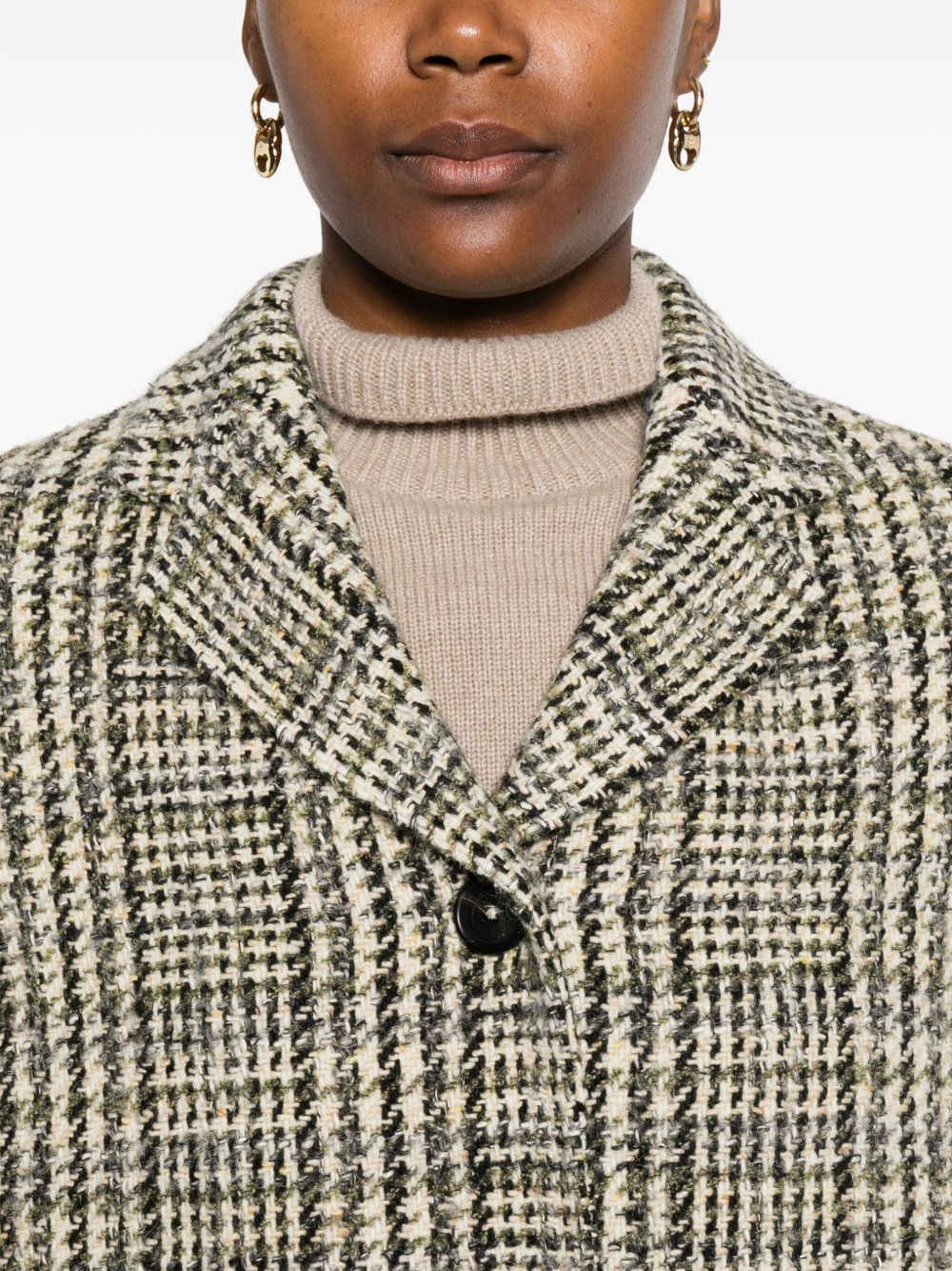checked lapel coat - 5