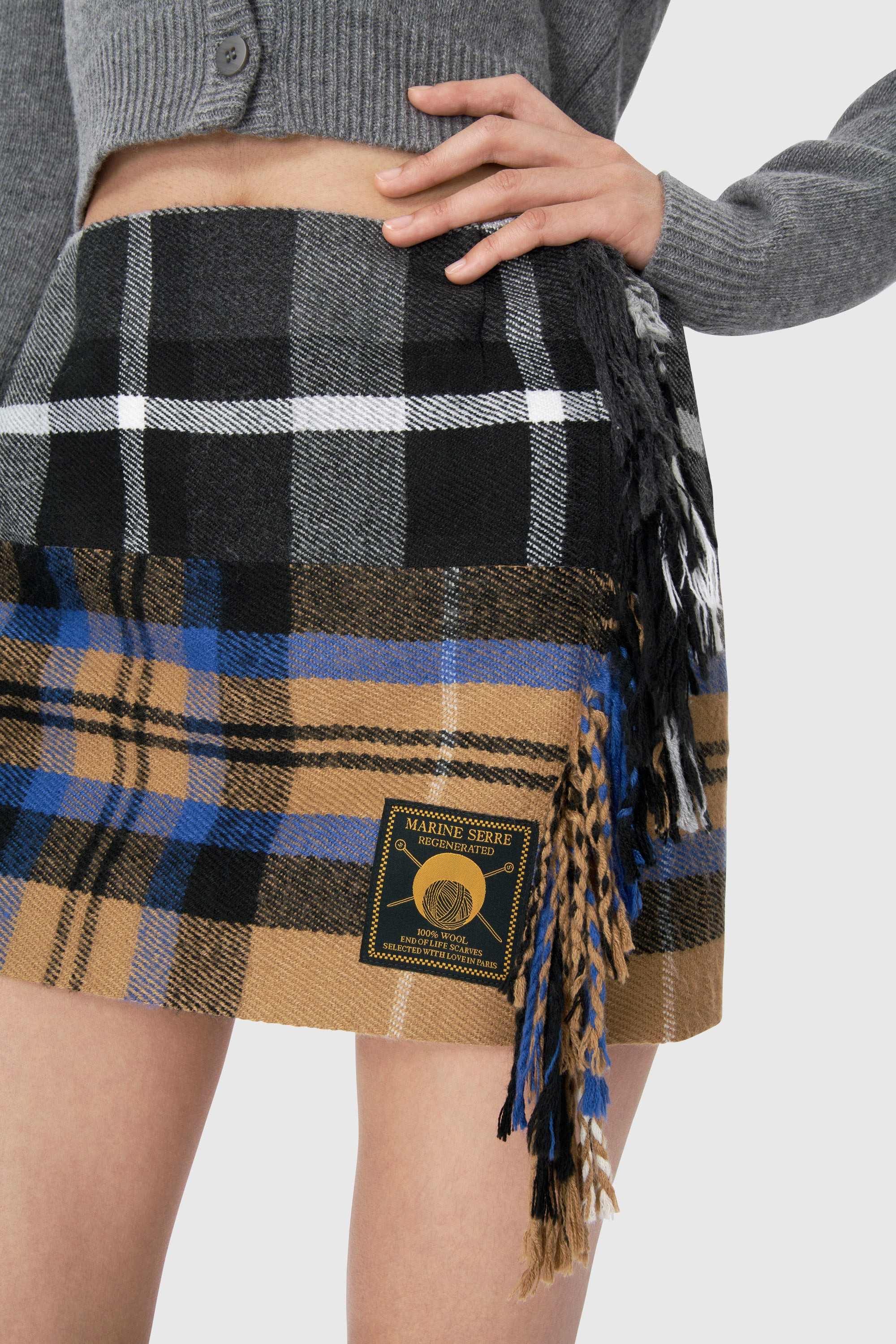 Regenerated Tartan Scarves Mini Skirt - 3