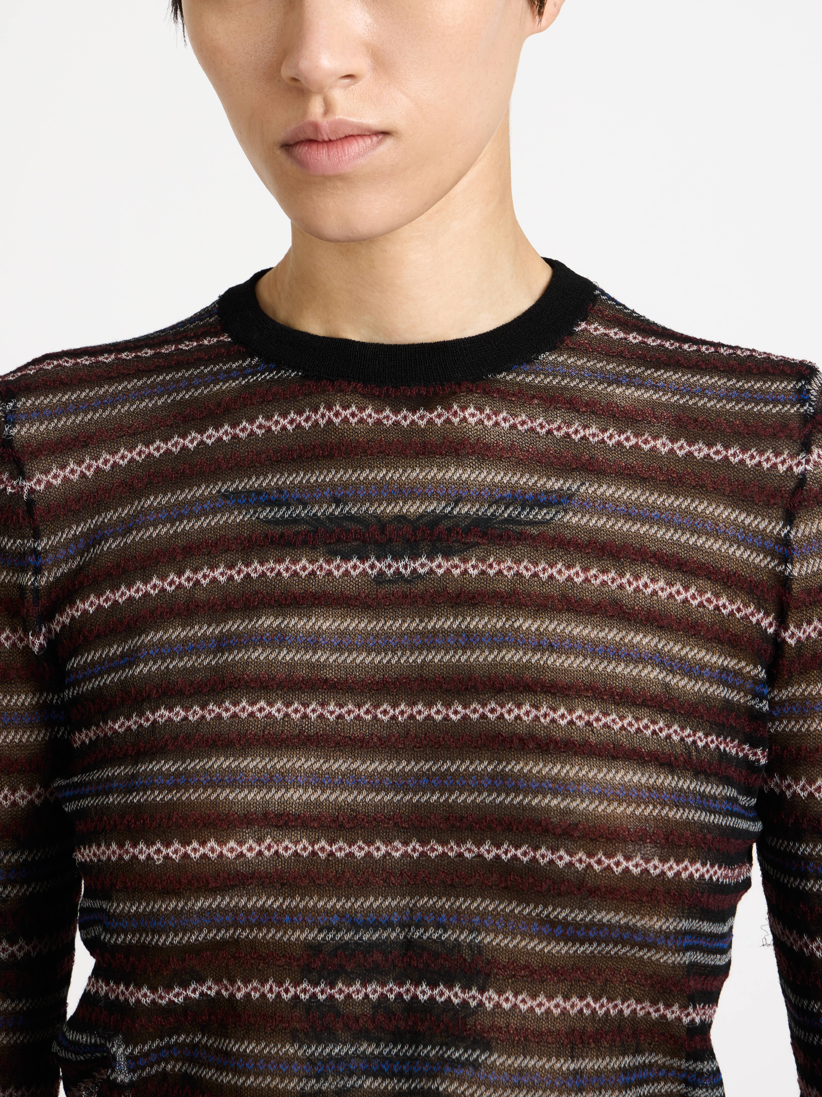 LONG SLEEVE FAIRISLE TOP IN BLACK - 6