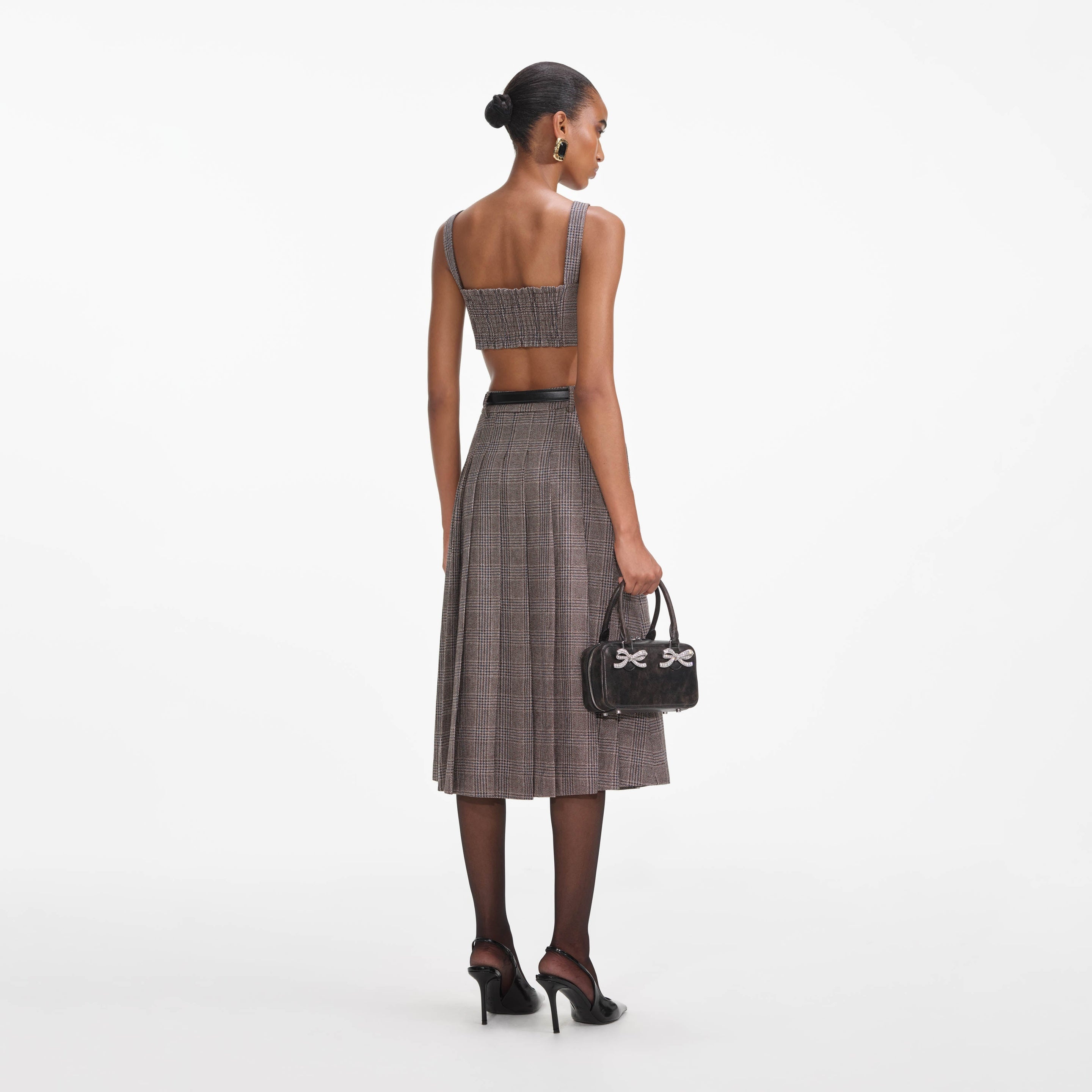 Brown Check Crop Top - 3