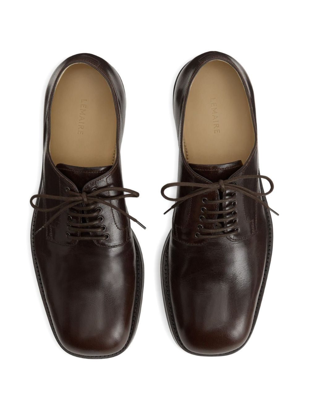elongated-toe lace-up derby shoes - 3