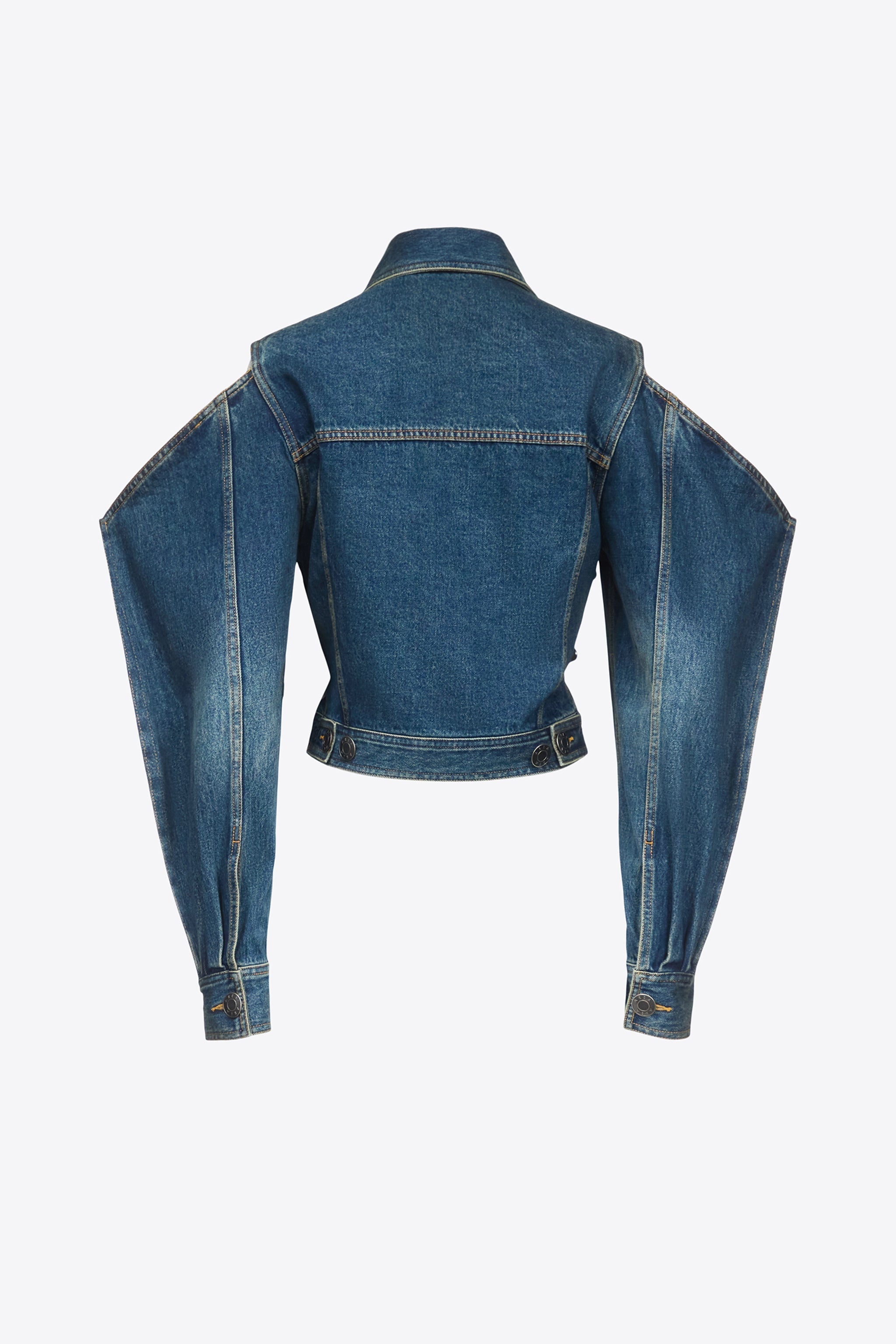 CRYSTAL EMBELLISHED CUTOUT DENIM JACKET - 2