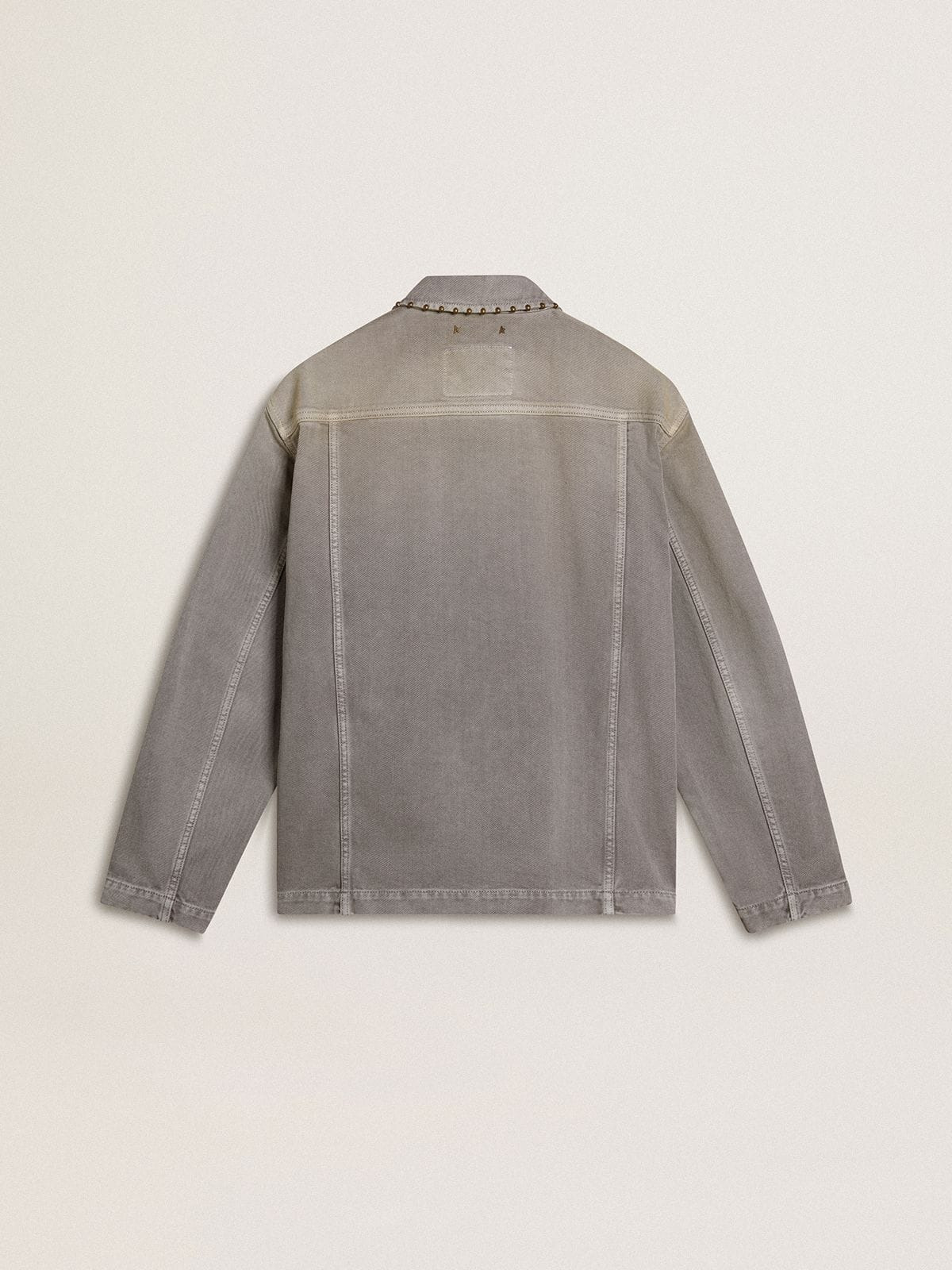 Men's gray denim jacket with studs - 6