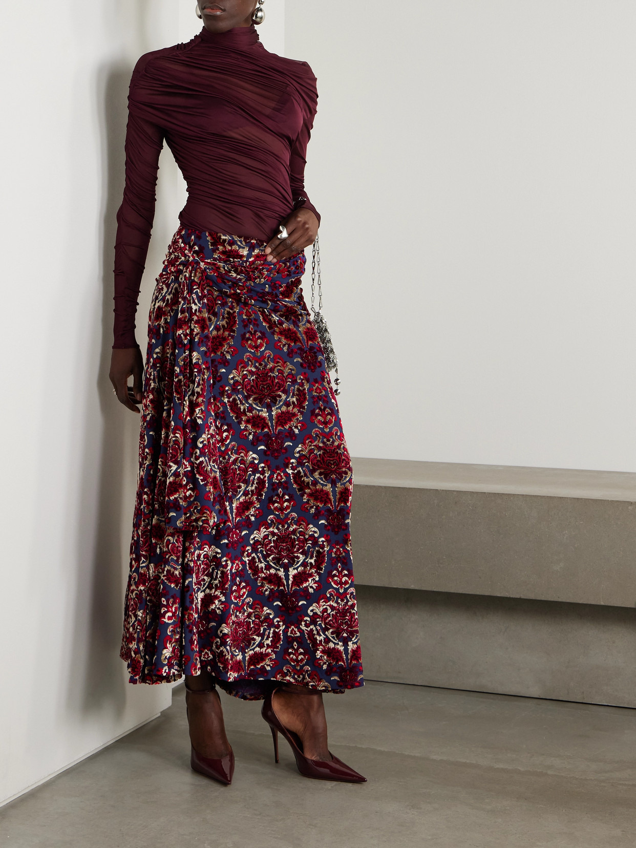 Devoré-velvet Maxi Skirt - 2