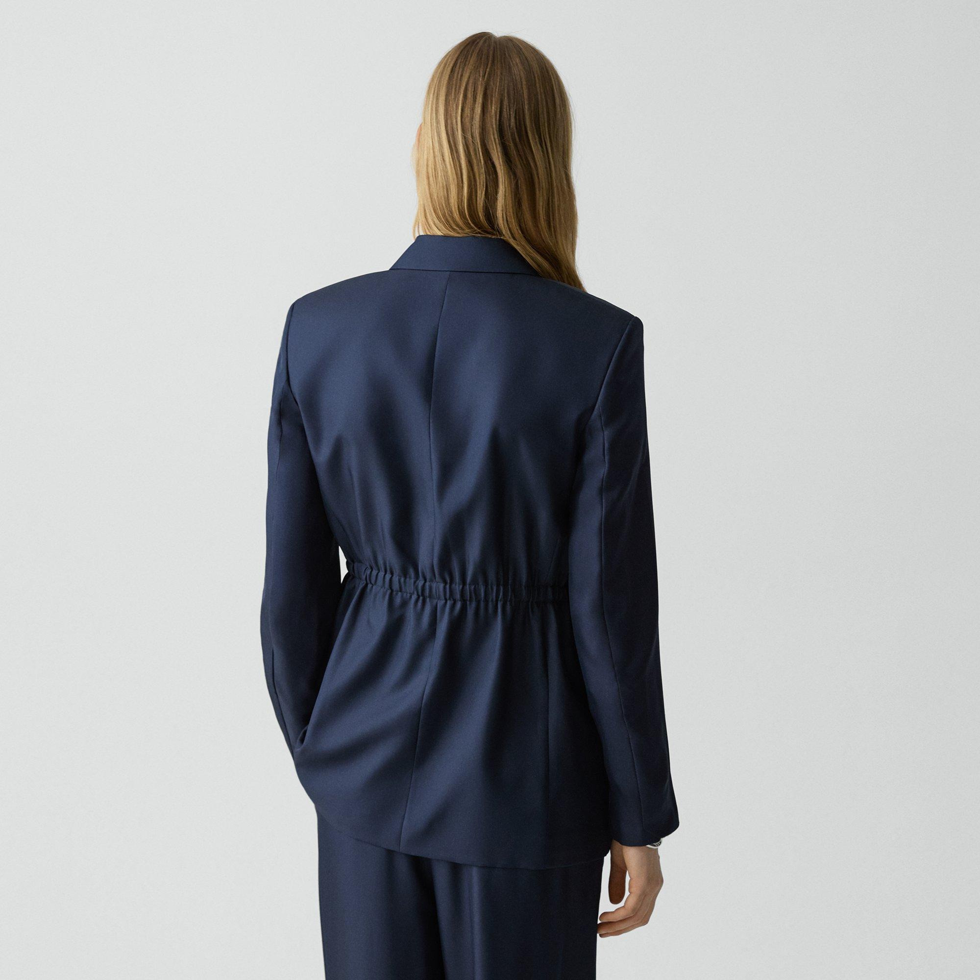 Oversized Cinch Waist Blazer in Mod Silk Twill - 4