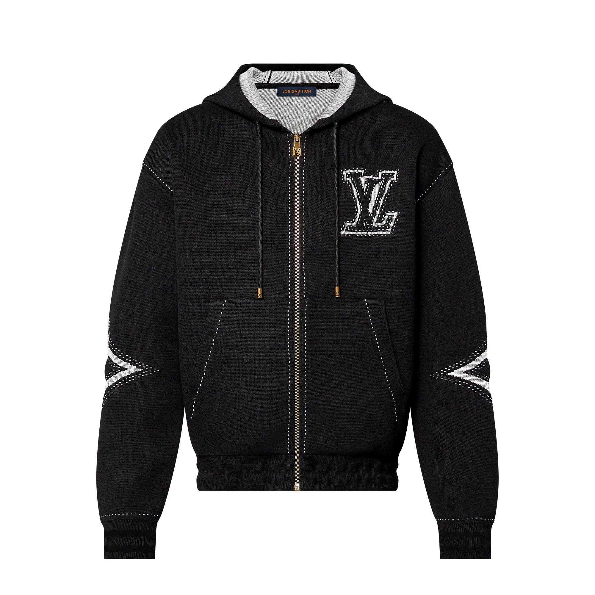 Louis Vuitton Graphic Intarsia Zipped Cotton Hoodie | REVERSIBLE