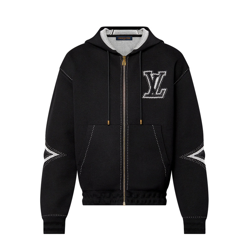 Graphic Intarsia Zipped Cotton Hoodie 1