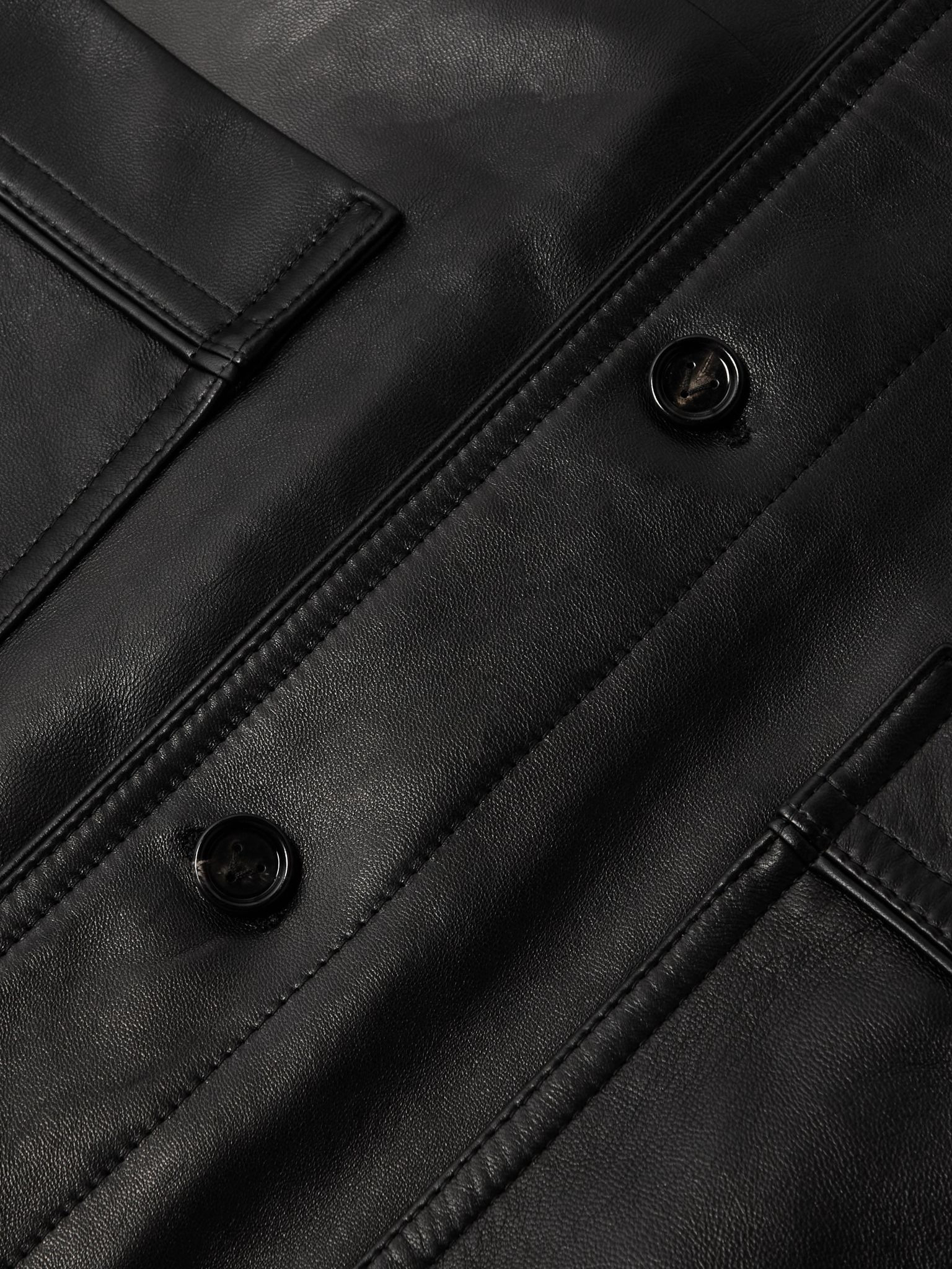 Leather Overshirt Black - 6
