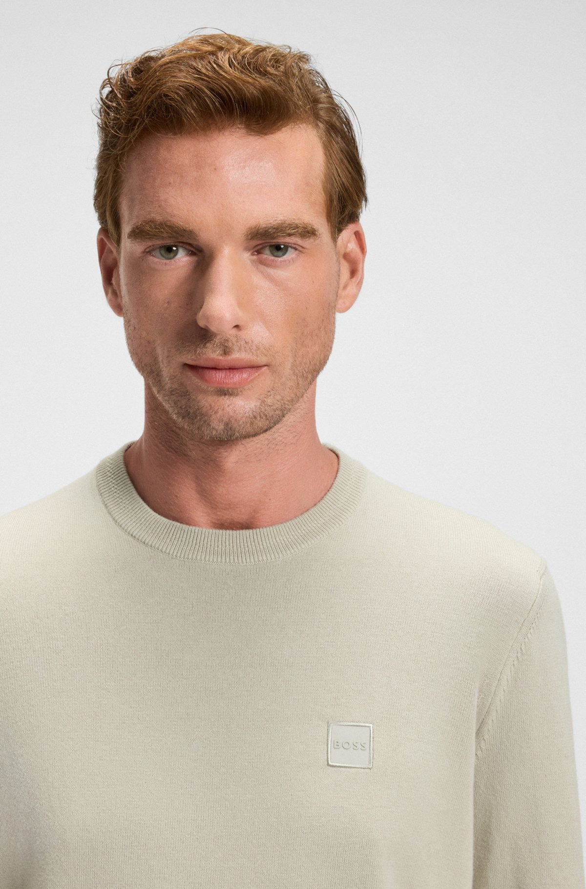 COTTON-CASHMERE REGULAR-FIT SWEATER WITH LOGO PATCH - 3