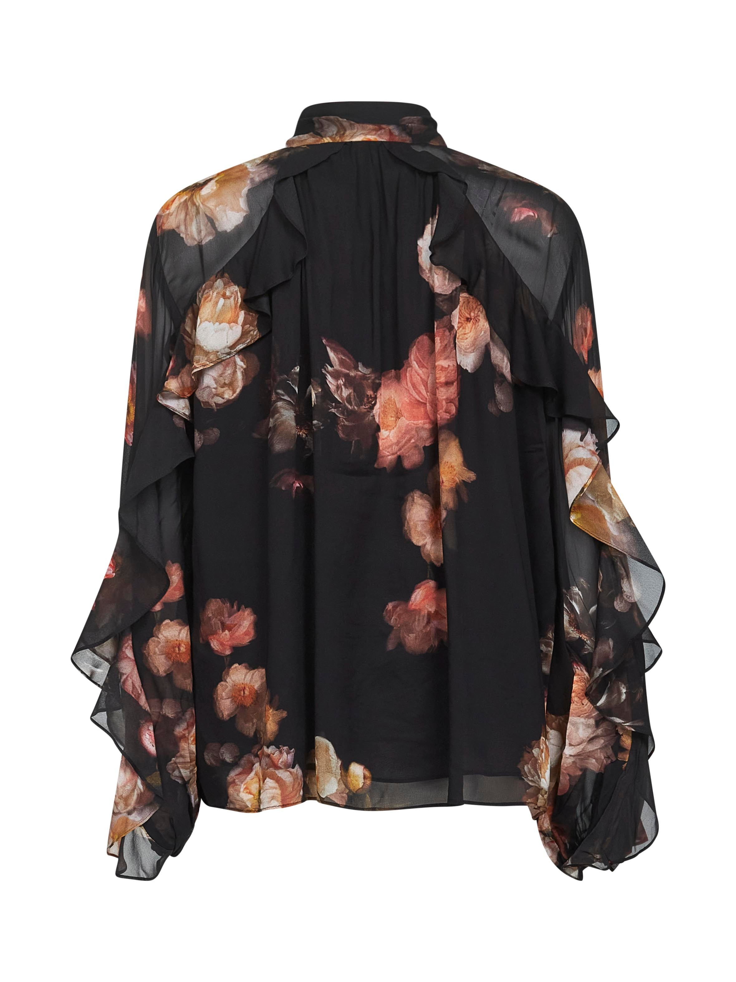 Black floral print viscose Hypnotic blouse - 2