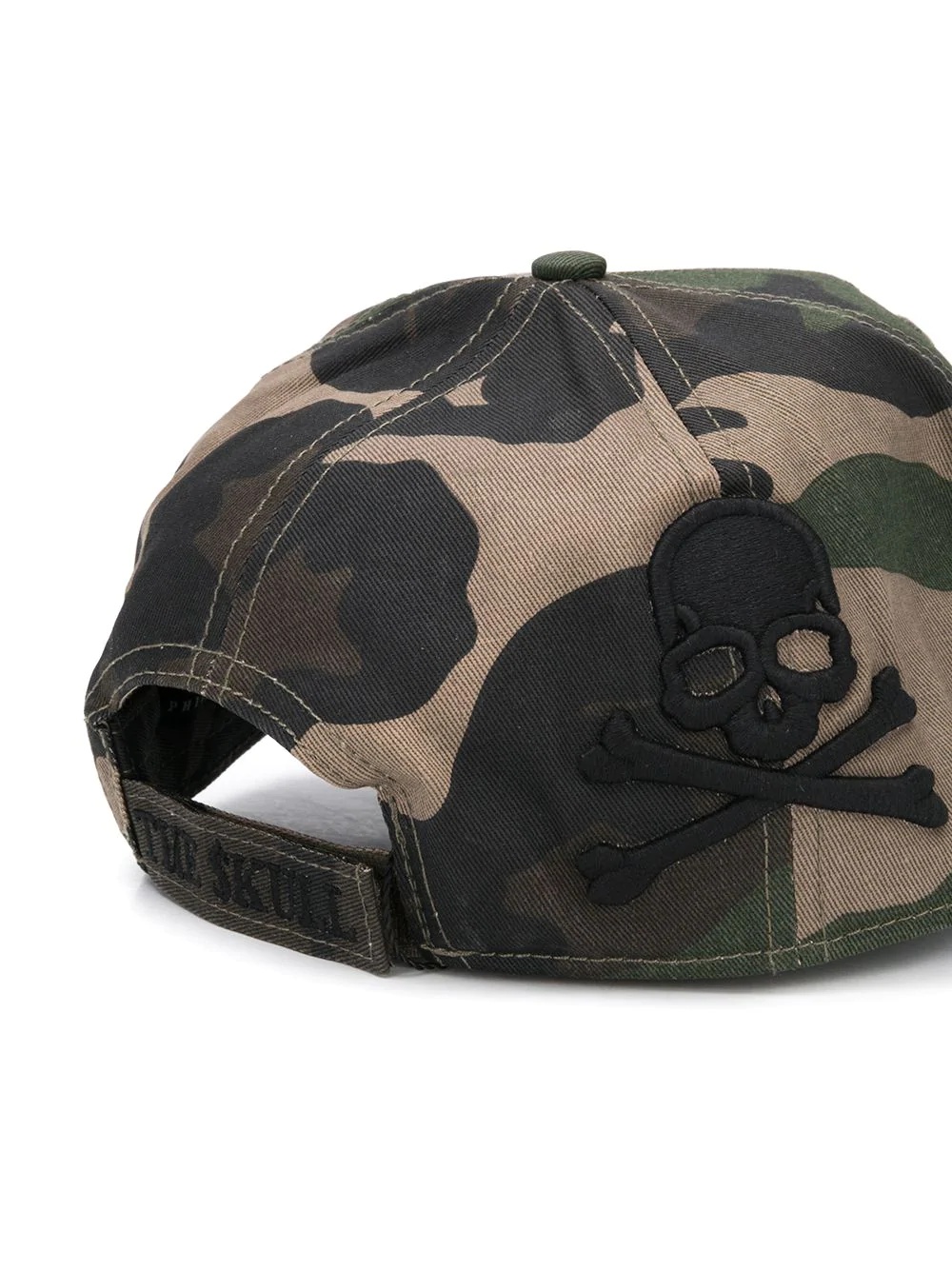 skull-embroidered camouflage baseball cap - 2