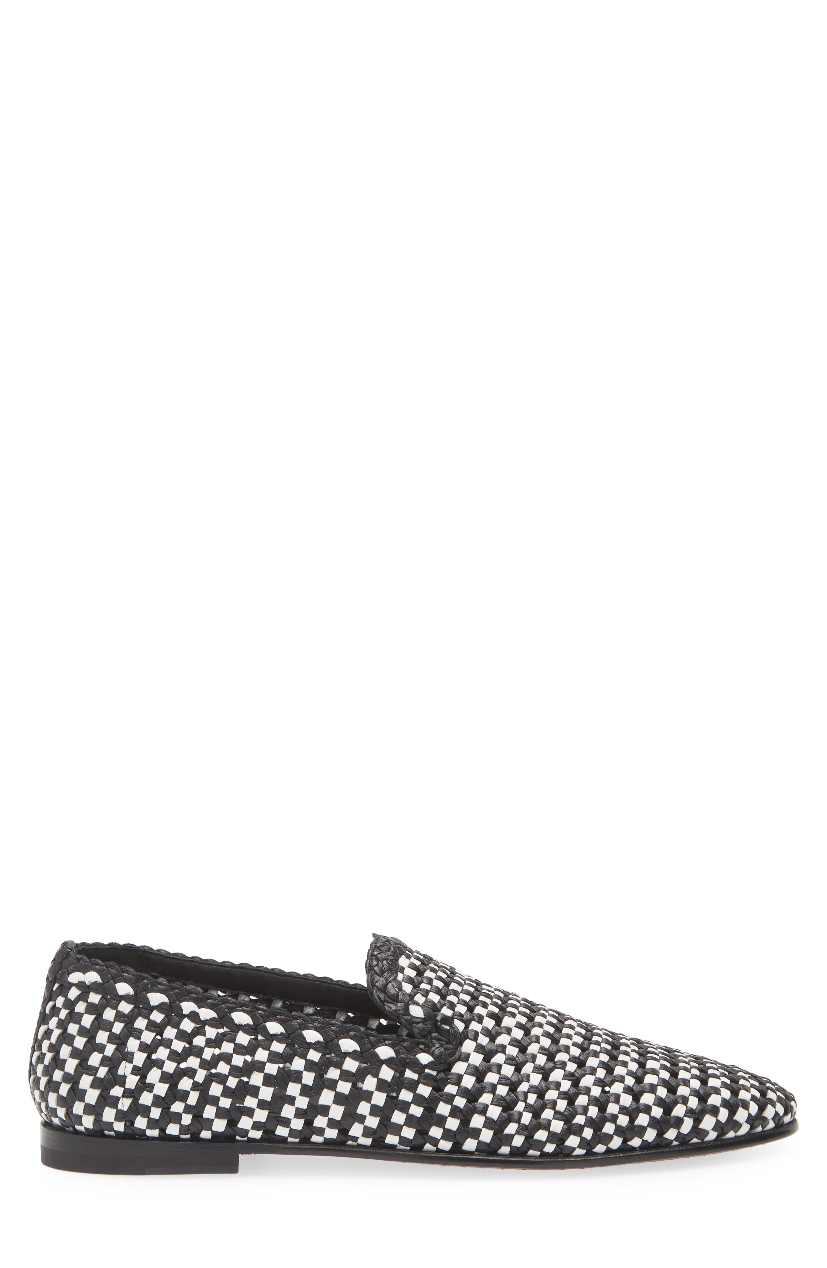 Dolce&Gabbana Woven Leather Slipper Loafer in Bianco/Nero at Nordstrom - 3