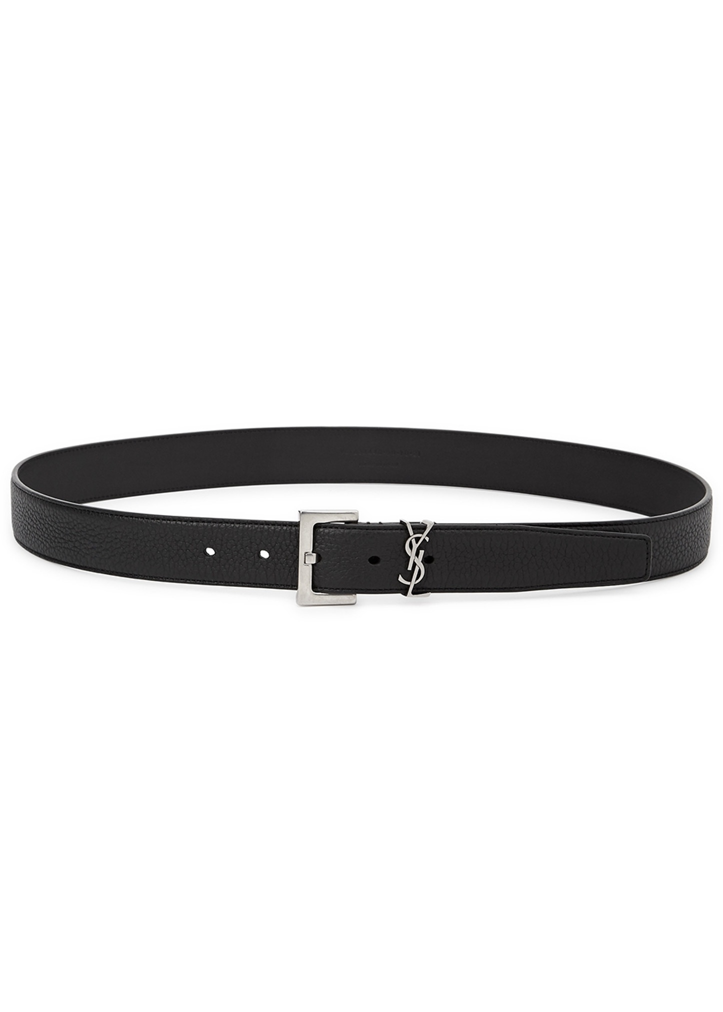 Black monogrammed leather belt - 1