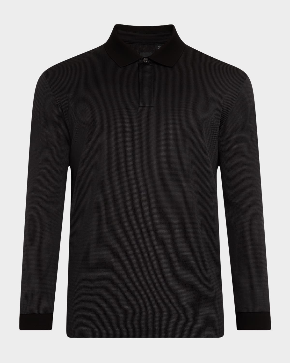 Men's Pado Cotton Textured Long-Sleeve Polo Shirt - 1