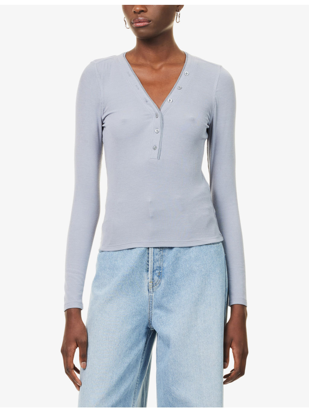 The Henley Ribbed Modal-Jersey Top - 3