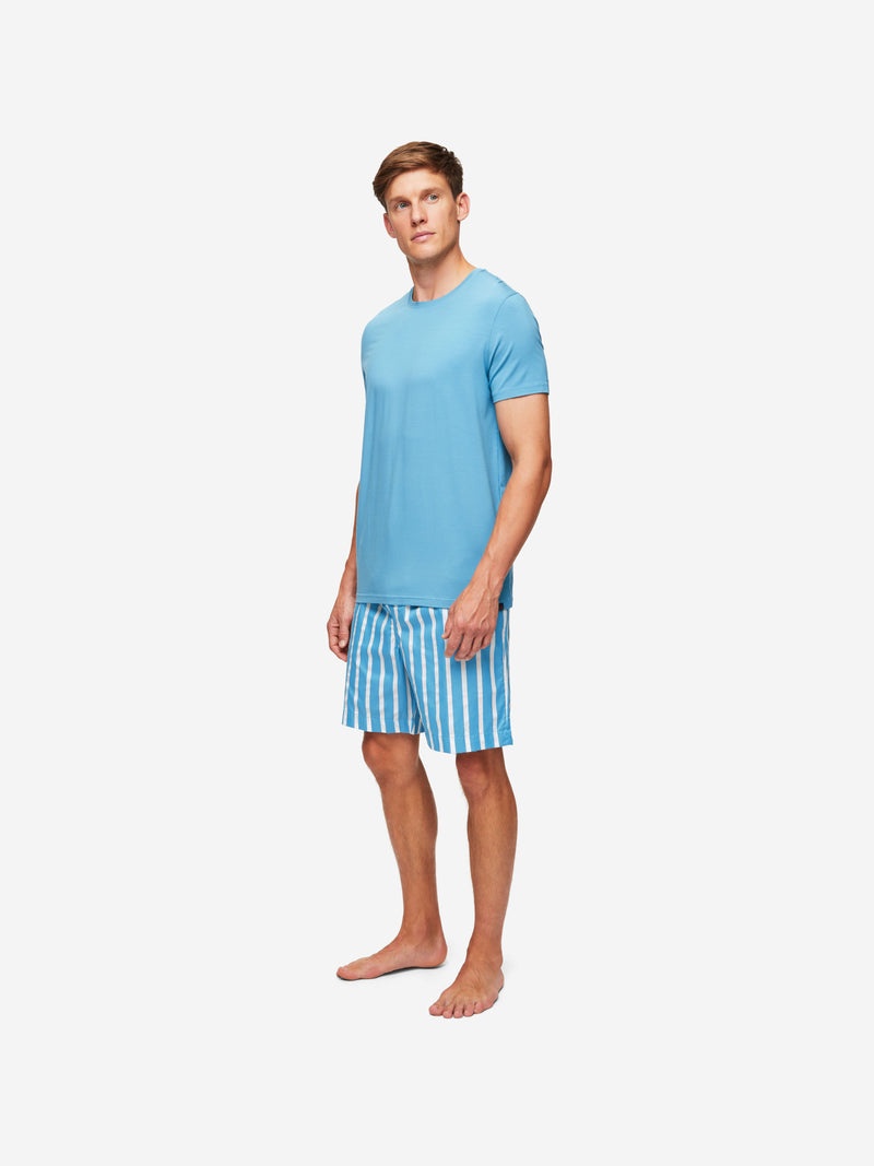 Men's Lounge Shorts Royal 219 Cotton Satin Blue - 4