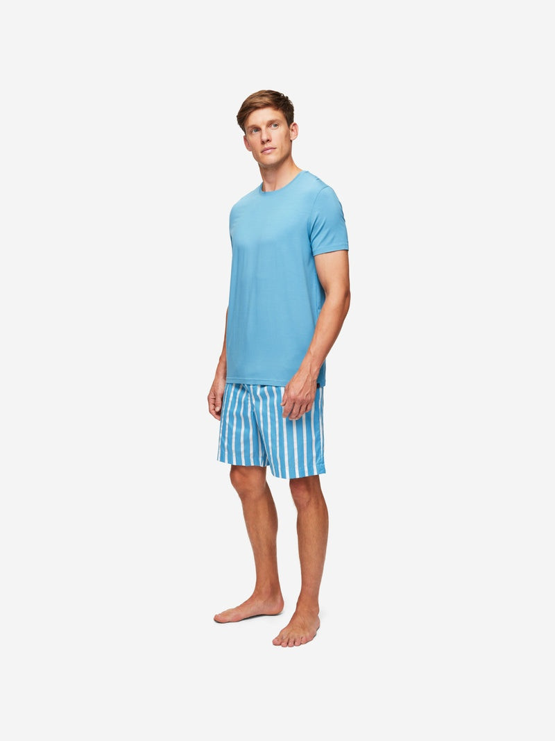 Derek Rose Men's Lounge Shorts Royal 219 Cotton Satin Blue outlook