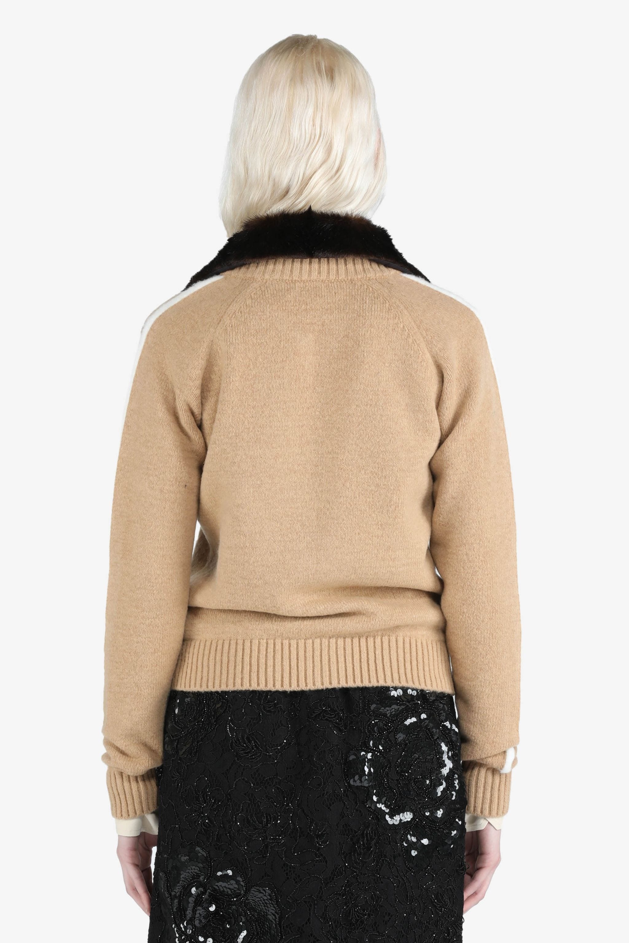 SHEARLING-COLLAR ZIP-UP CARDIGAN - 2