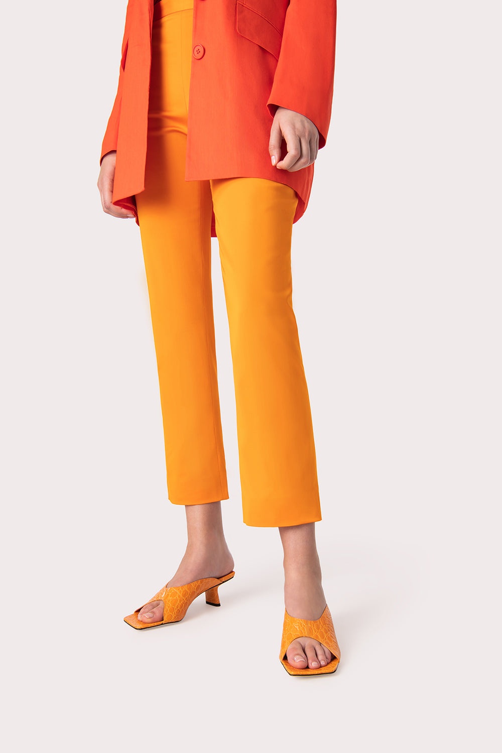 Huston Orange Circular Croco Embossed Leather - 2