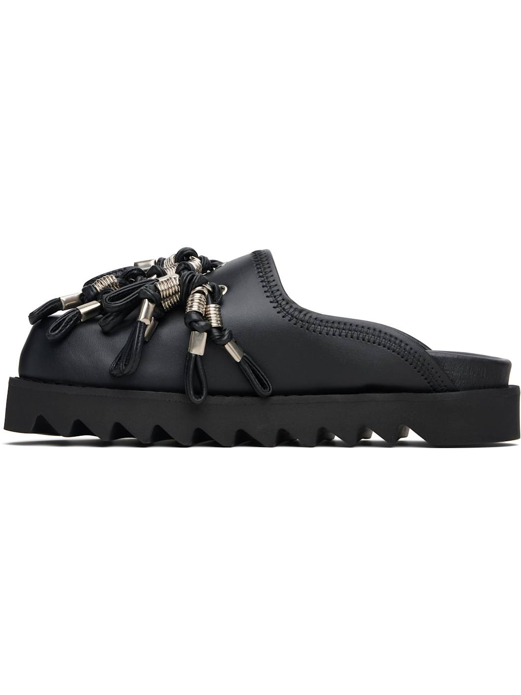 Black Beads Motif Sabot Slip-on Loafers - 3