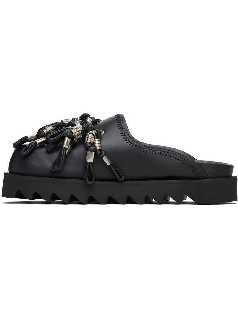 Black Beads Motif Sabot Slip-on Loafers 3