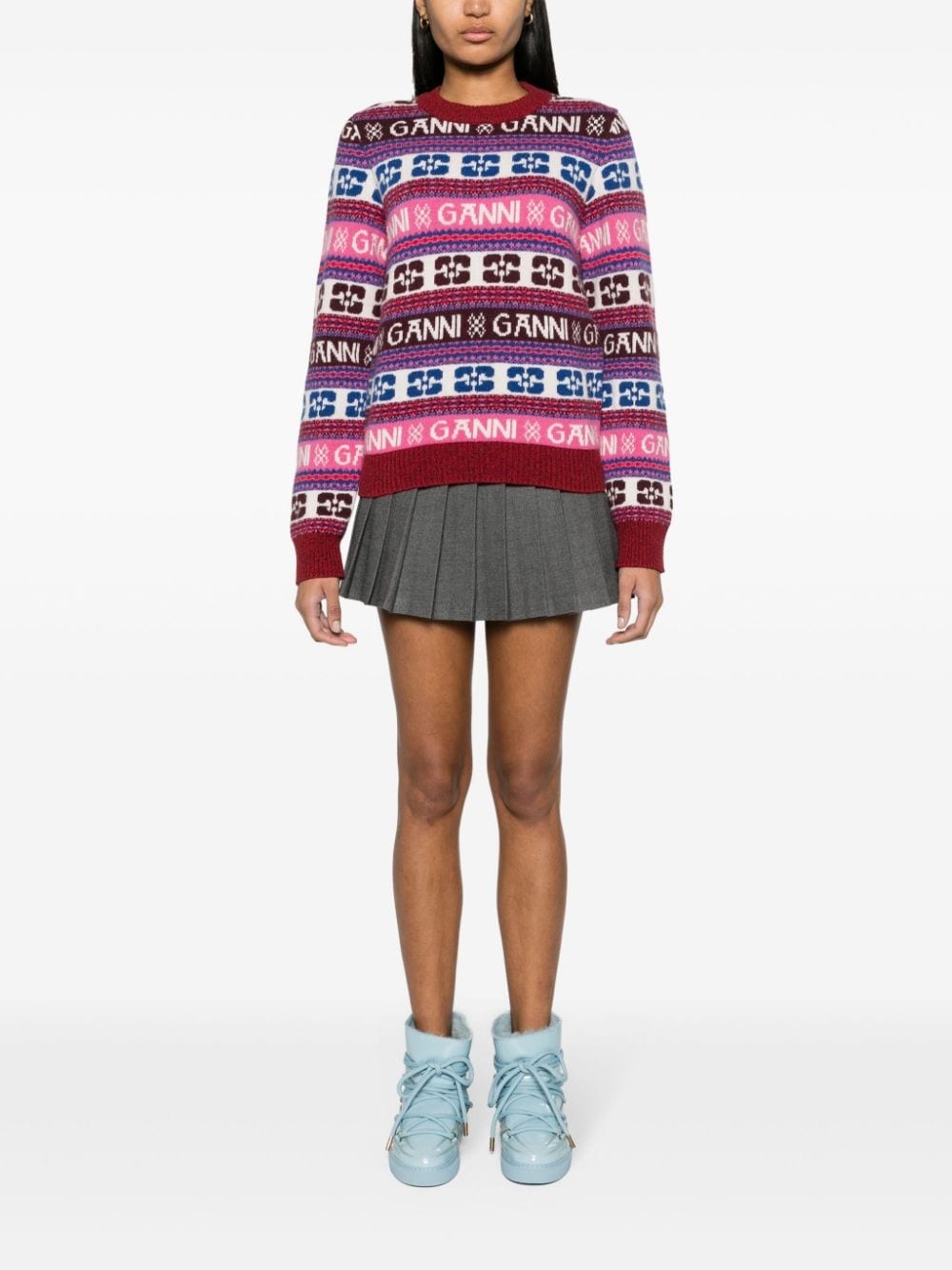intarsia-knit crew-neck jumper - 2