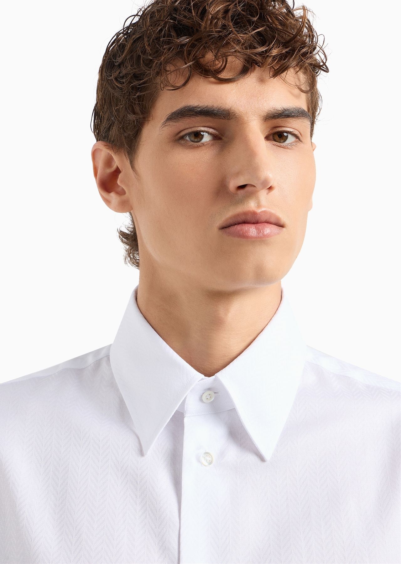 Herringbone motif jacquard cotton shirt - 5
